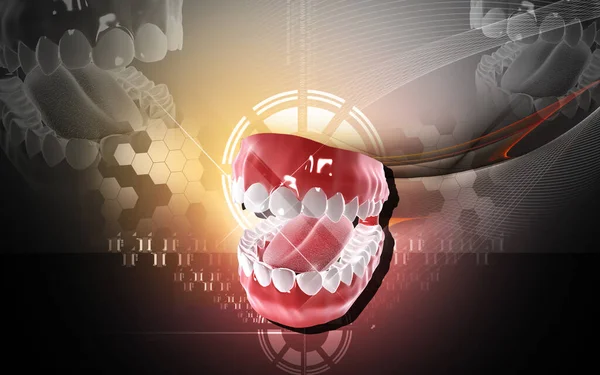 Ilustração Digital Dos Dentes Fundo Colorido — Fotografia de Stock