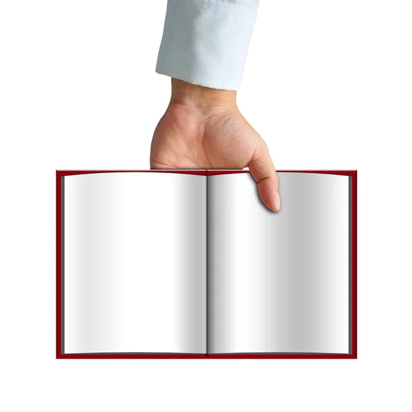 Opened Book Hand Isolated White Background Clipping Part — Stock Photo, Image