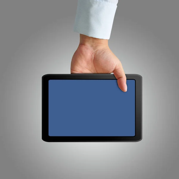 Digital Tablet Hand White Background — Stock Photo, Image