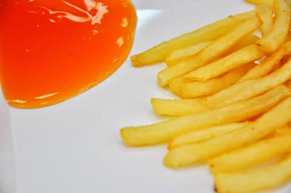 Patatine Fritte Con Ketchup — Foto Stock