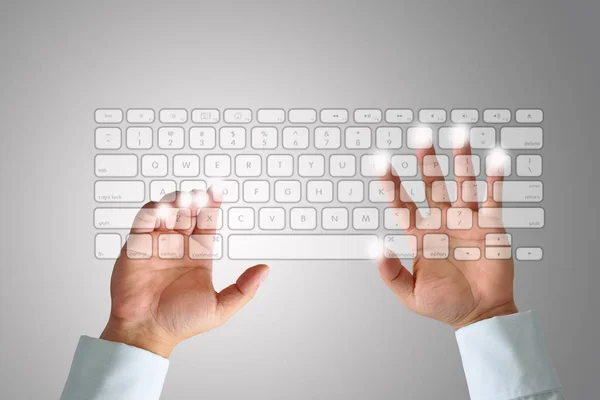 Руки Клавиатуре Клавиатуре Компьютера — стоковое фото