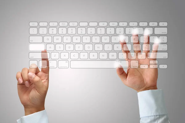 Hände Auf Tastatur Computertastatur — Stockfoto