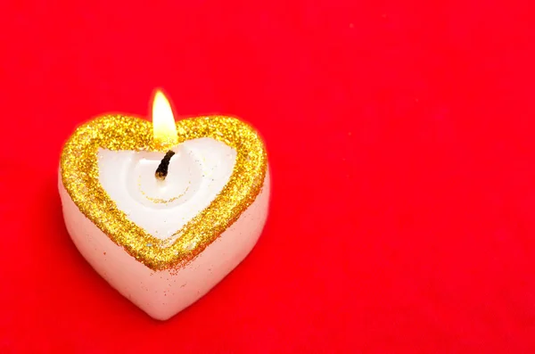 Candle Heart Mica Gold Copy Space — Stock Photo, Image