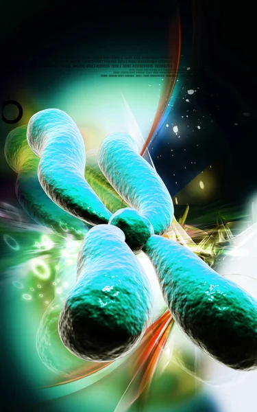 Digitale Darstellung Des Chromosoms Farbigen Hintergrund — Stockfoto