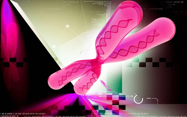 Digitális Illusztráció Kromoszóma Színes Háttér — Stock Fotó