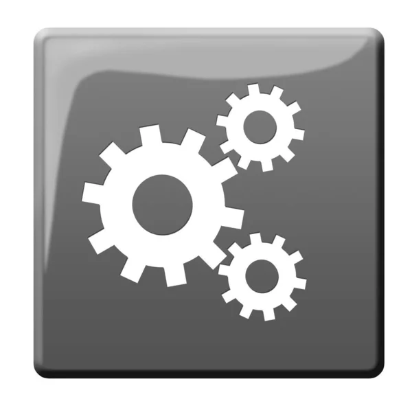 Gear Wheels System Button — Stock Photo, Image