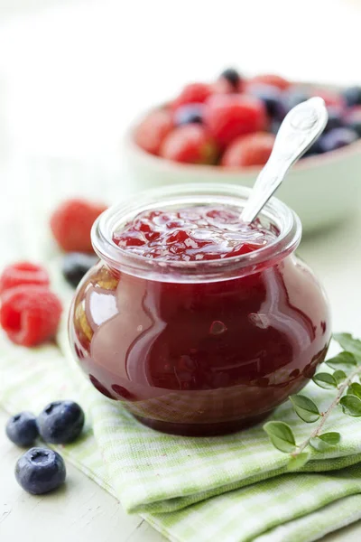 Jar Homemade Berry Jam — Stock Photo, Image