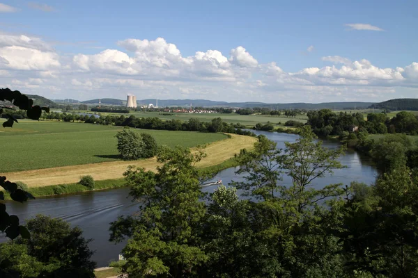 Vista Hacia Grohnde Akw Desde Ohrbergpark — Foto de Stock