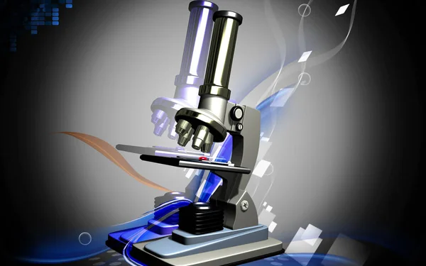 Digitální Ilustrace Mikroskopu Barevném Pozadí — Stock fotografie