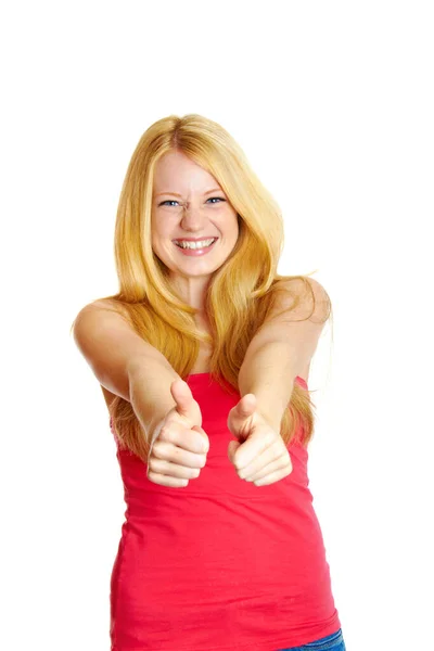 Menina Sorrindo Bonita Contra Isolado Fundo Branco — Fotografia de Stock