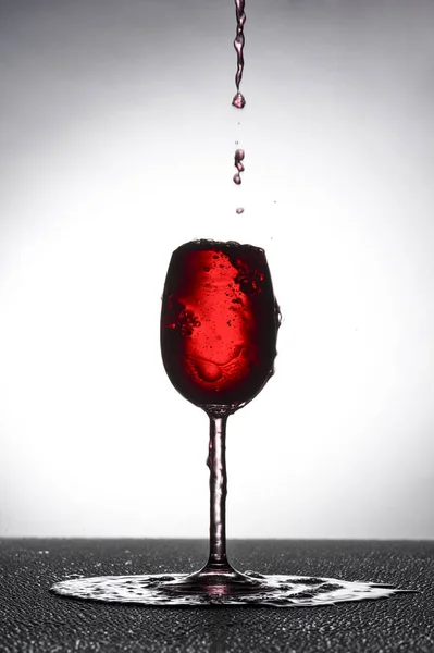 Vaso Vino Tinto Exceso — Foto de Stock