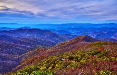 Blue Ridge Parkway Scenic Landscape Appalachian Mountains Ridges Sunset Layers over Great Smoky Mountains National Park  clipart