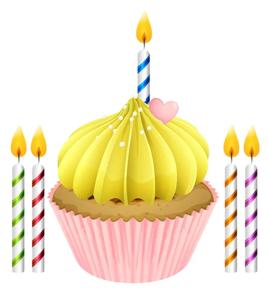 Illustration Isolated Cupcake Candles White Background — Stock Photo, Image