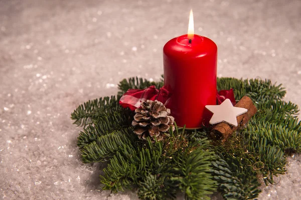 Vista Close Belas Decorações Velas Natal — Fotografia de Stock