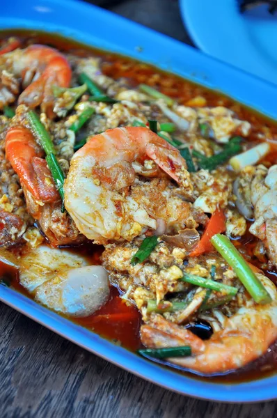 Kirúgott Currys Garnélarák Thai Étel — Stock Fotó