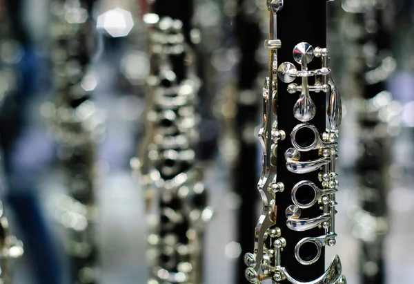 Clarinet Detail Black Silver — Stock Photo, Image