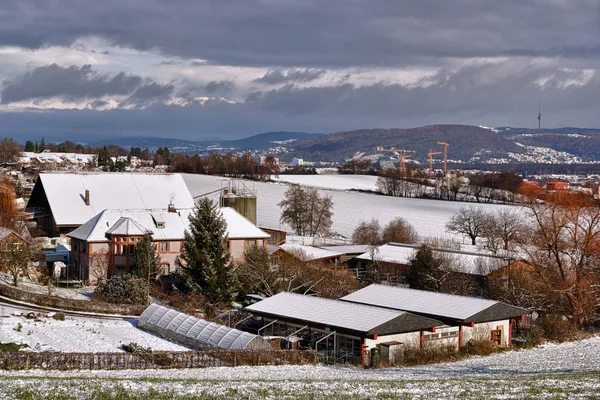 Utsikt Från Bruderholz Till Klosterfiechten Och Staden Basel — Stockfoto