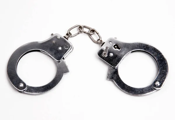 Metal Handcuffs White — Stock Photo, Image