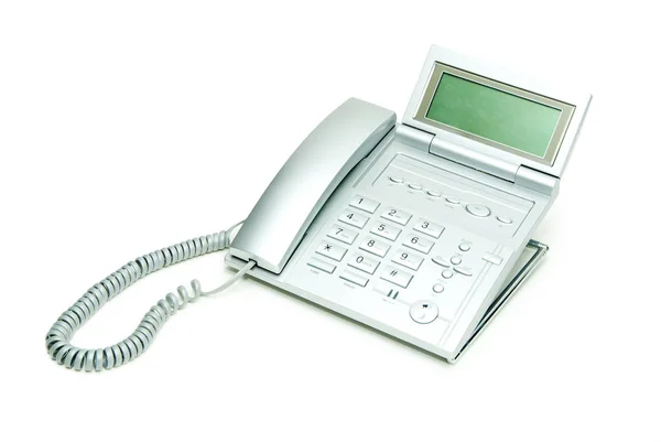Grey Office Telephone White Background — Stock Photo, Image