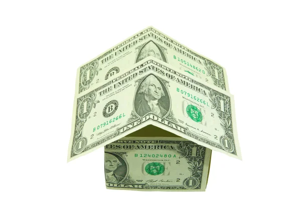 Money House Isolated White Background — Stock Photo, Image