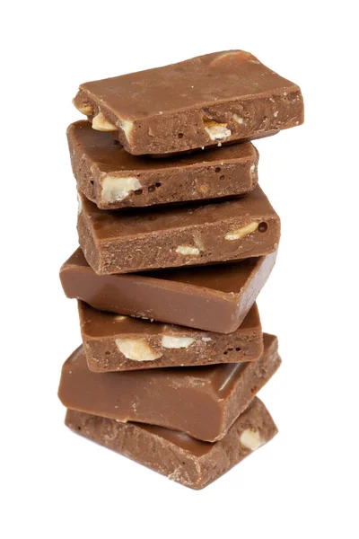 Csokoládé Közel Csokoládé Darab Fehér Felületen — Stock Fotó