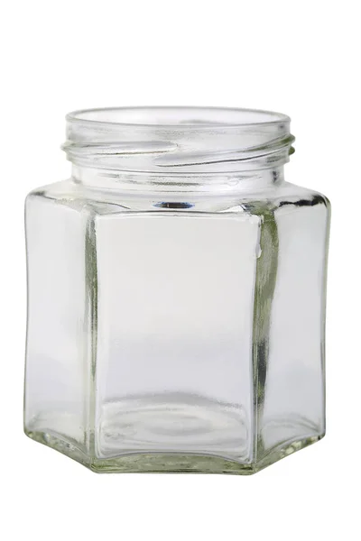 Közelkép Egy Kis Lekvár Befőttesüveg Elszigetelt Fehér Háttér Nyírás Útvonal — Stock Fotó