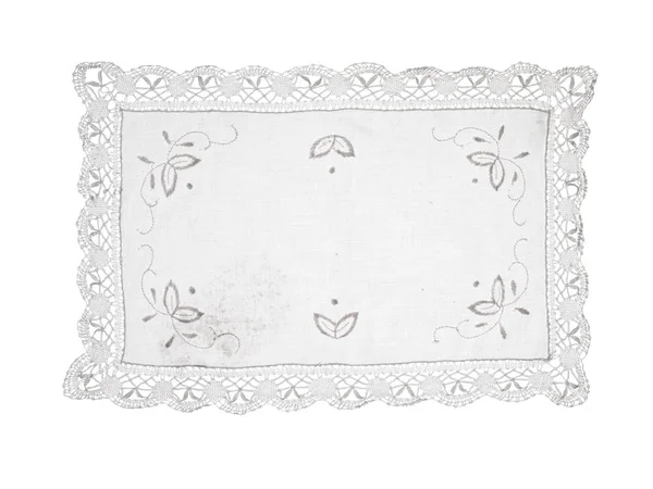 Spitze Weißes Tuch Deckchen Floralen Himntergrund — Stockfoto