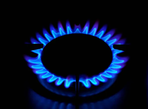 Flames Gas Stove Dark — Stock Photo, Image