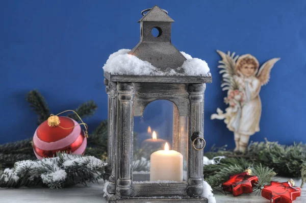 Decoración Navidad Con Linterna —  Fotos de Stock