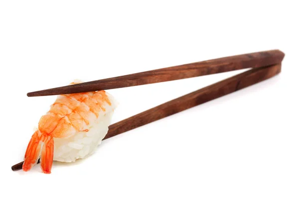 Sushi Con Bacchette Cibo Giapponese Sfondo Bianco — Foto Stock
