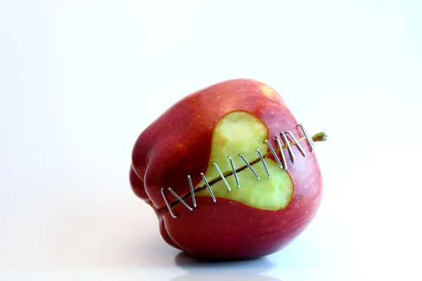 Яблуко Груша Білому Тлі — стокове фото