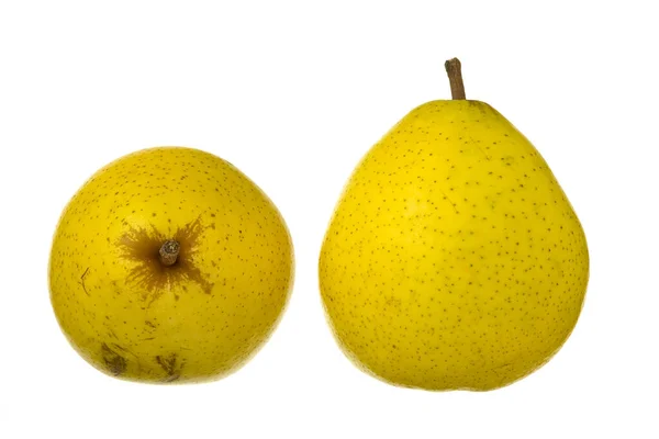 Κοντινό Πλάνο Ενός Φρούτου Αχλαδιού Απομονωμένο Λευκό Φόντο — Φωτογραφία Αρχείου