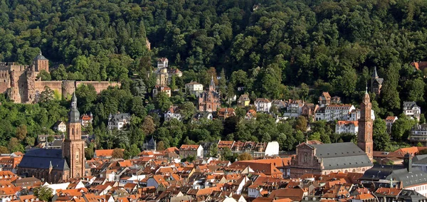 Heilig Geist Kirche Links Und Jesuitenkirche Rechts Der Heidelberger Altstadt — Stockfoto