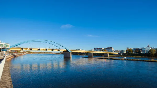 Oderbruecke Bridge Francoforte Oder Germania Slubice Polonia — Foto Stock