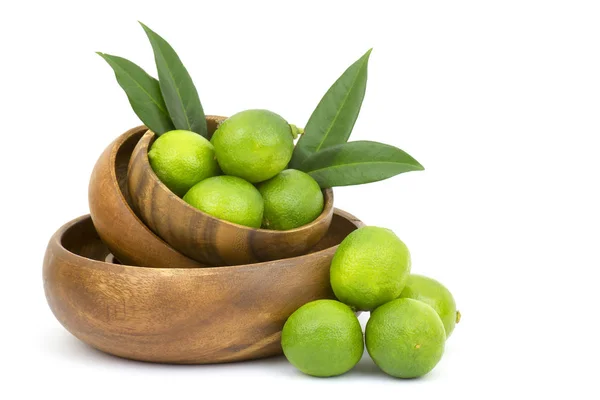 Wooden Bowl Filled Limes — Stock Photo, Image