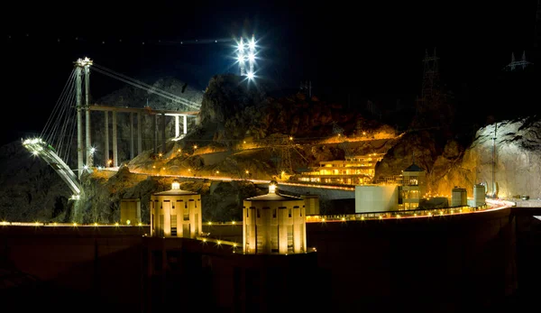 Hoover Dam Noite Arizona Nevada Eua — Fotografia de Stock