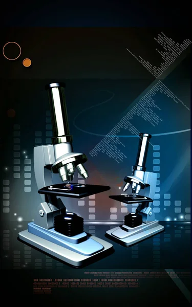 Cyfrowa Ilustracja Mikroskopu Tle Kolorowym — Zdjęcie stockowe