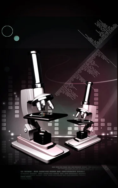 Illustration Numérique Microscope Sur Fond Couleur — Photo