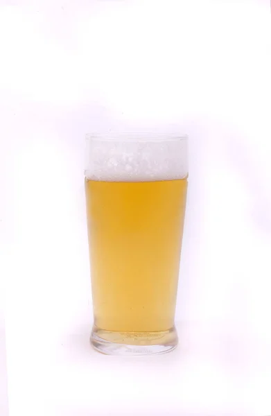 Verre Bière Sur Fond Blanc — Photo