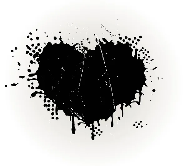 Heart Shaped Grungy Ink Splat — Stock Photo, Image