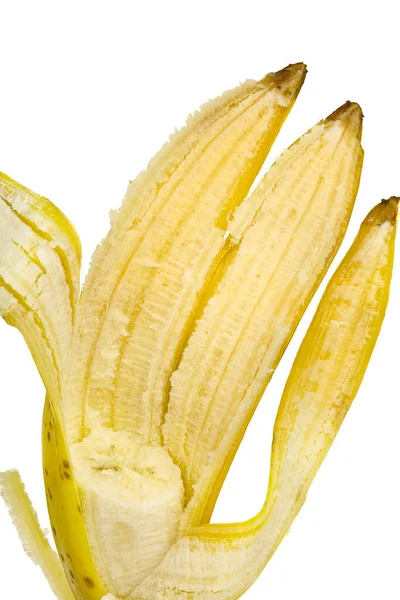Крупним Планом Відкриті Бананові Фрукти Ізольовані Білому Тлі — стокове фото