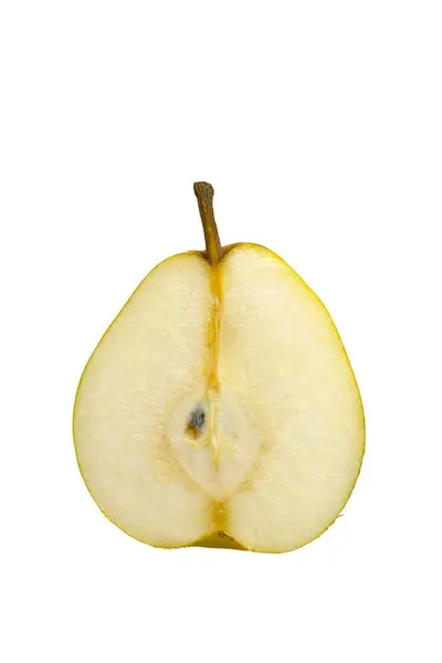 Close Half Pear Fruit Isolated White Background — Stock Photo, Image