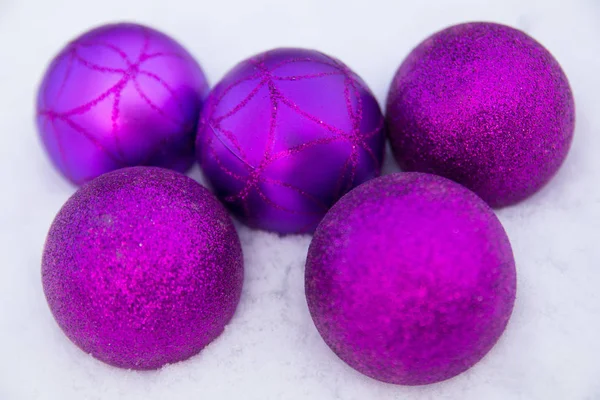 Christmas Tree Balls Snow — Stock Photo, Image