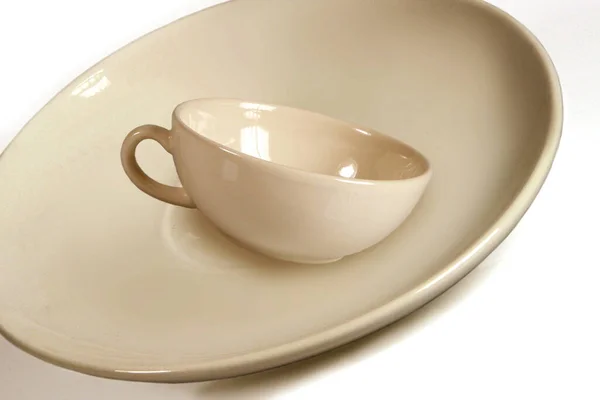 Assiette Porcelaine Céramique Plat Est Les Plats Dans Café Isolé — Photo
