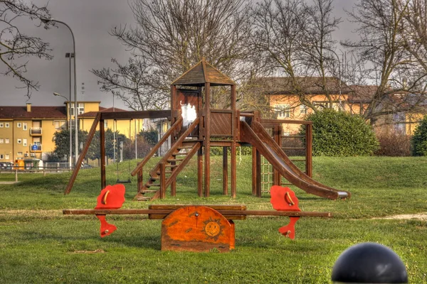 Ένα Από Πάρκα Όπου Παιδιά Μπορούν Παίξουν Στο Caorle Της — Φωτογραφία Αρχείου