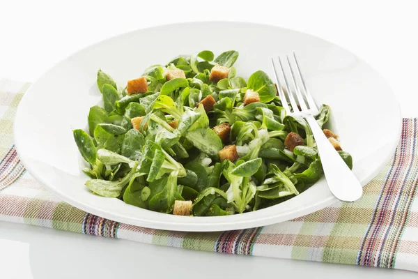 Salada Milho Folhas Verdes Comida — Fotografia de Stock