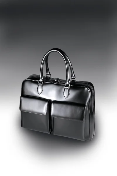 Black Leather Bag White Background — Stock Photo, Image