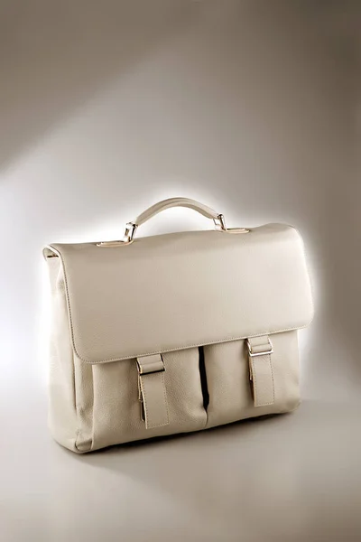 Borsa Pelle Sfondo Bianco — Foto Stock