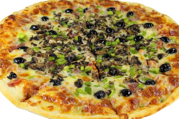Nahaufnahme Einer Isolierten Quattro Stragioni Pizza — Stockfoto