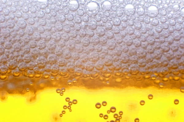 Bolhas Cerveja Alta Ampliação Close — Fotografia de Stock